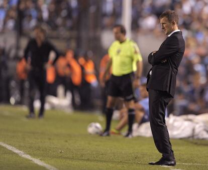 Rodolfo Arruabarrena, el pasado domingo, en el último partido en el que dirigió a Boca Juniors, en el estadio de Racing de Avellaneda.