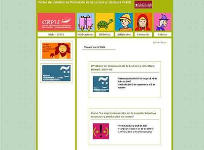 Página <i>web</i> del centro de literatura infantil manchego.