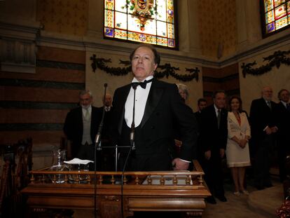 Javier Marías during his investment into the Royal Spanish Academy in 2008.