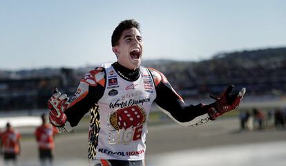 Márquez celebra su sexto título mundial.