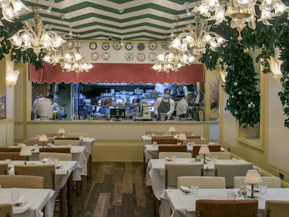 Una de las salas del restaurante Bel Mondo, en Madrid.