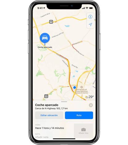 Coche aparcado en iOS.
