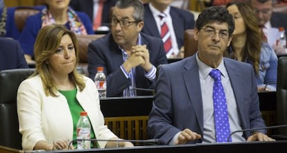 Susana D&iacute;az y Diego Valderas, esta semana en el Parlamento.