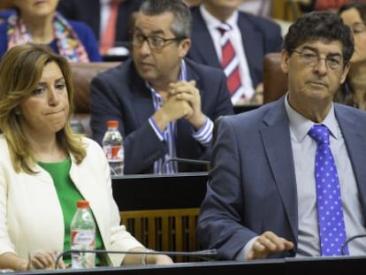 Susana D&iacute;az y Diego Valderas, esta semana en el Parlamento.