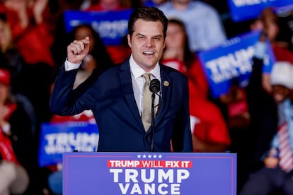 Gaetz, el 4 de noviembre, en un mitin del candidato a la vicepresidencia, J.D. Vance.