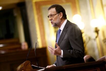 Mariano Rajoy durante una de sus comparecencias en el Debate sobre el estado de la nación