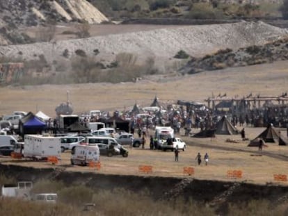 Vista general de un momento del rodaje de &#039;Exodus&#039;, en Almer&iacute;a.