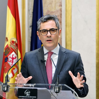 24 06 2025. Madrid, Congreso de los Diputados. Bolaños comparece en rueda de prensa por la acusación del Juéz Peinado. SANUEL SÁNCHEZ