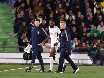 Antonio Rüdiger se retira lesionado de Getafe el pasado jueves.