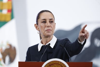 Claudia Sheinbaum durante una conferencia de prensa este miércoles, en Palacio Nacional, en Ciudad de México.