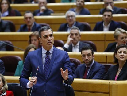 Pedro Sánchez, durante su comparecencia en el Senado del 21 de diciembre pasado.