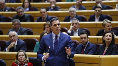 Pedro Sánchez, durante su comparecencia en el Senado del 21 de diciembre pasado.