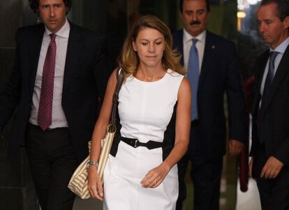 PP (Popular Party) secretary general Mar&iacute;a Dolores de Cospedal leaves the Spanish High Court on August 14, 2013 in Madrid, Spain. 