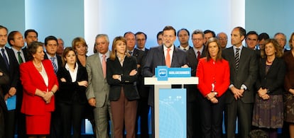 Mariano Rajoy, durante una comparecencia en 2009, donde aseguró que Gürtel era “una trama contra el PP”.