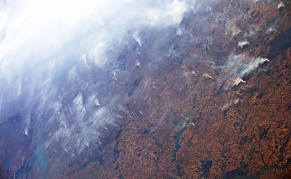 Incendios en la Amazonia vistos desde la Estación Espacial el día 24 de agosto de 2019.