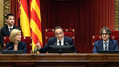 Josep Rull, el lunes, durante el pleno en el que fue elegido del Parlament.
