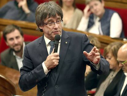 Carles Puigdemont, en el Parlament.