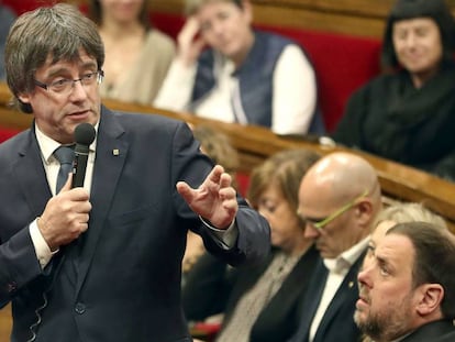 Carles Puigdemont, en el Parlament.