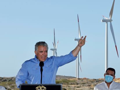 El presidente colombiano, Iván Duque, en el Cabo de la Vela (Colombia).