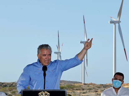 El presidente colombiano, Iván Duque, en el Cabo de la Vela (Colombia).