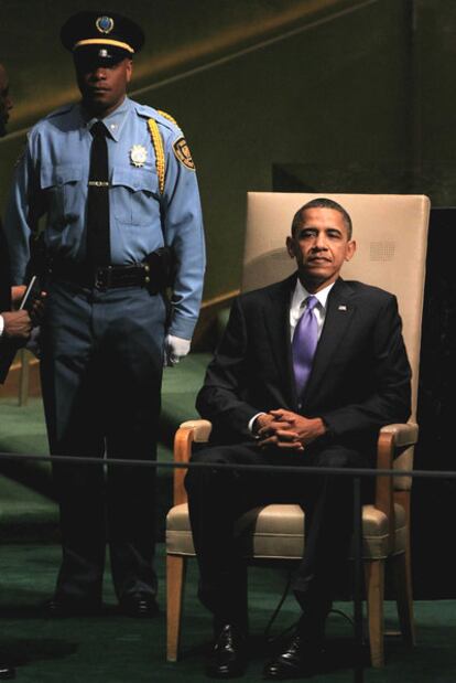 Barack Obama, antes de su discurso en la Asamblea General de la ONU.
