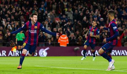 Messi celebra uno de sus goles.