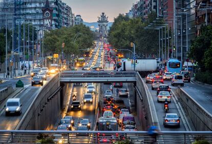 Embús de trànsit a Barcelona.