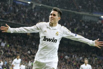 José Callejón celebra uno de sus dos goles ante el Dinamo de Zagreb.