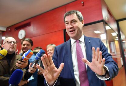 Markus S&ouml;der, futuro primer ministro de Baviera, a su llegada al Parlamento regional en M&uacute;nich. 