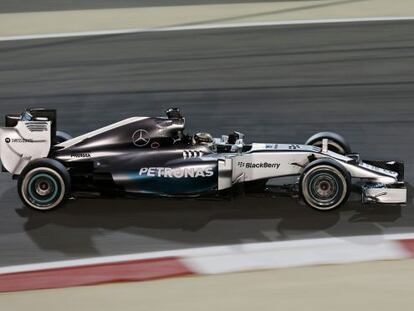 Hamilton, en el circuito de Bahréin