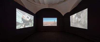 Video installation by the artist Rosell Meseguer in the Sala Verónicas, in the old lower choir of the church.