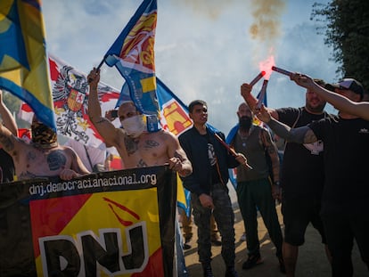 Manifestación neonazi, el 12 de octubre en Barcelona.