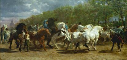 El cuadro 'Feria de caballos', de la pintora Rosa Bonheur (1852-1855).