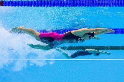 La japonesa Hoshi Natsumi durante la final de los 200 m mariposa. 