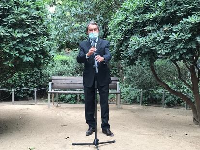 El expresidente de la Generalitat Artur Mas durante una rueda de prensa, este martes.