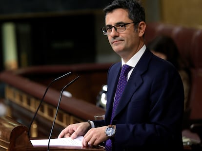 El ministro de la Presidencia, Félix Bolaños García, este jueves en el Congreso de los Diputados.
