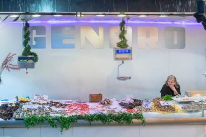 Una peixeteria de la Boqueria.