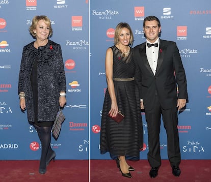 Los políticos tampoco faltaron a la llamada de Miguel Bosé. En la imagen, la popular Esperanza Aguirre y el líder de Ciudadanos Albert Rivera y su pareja, Beatriz Tajuelo.