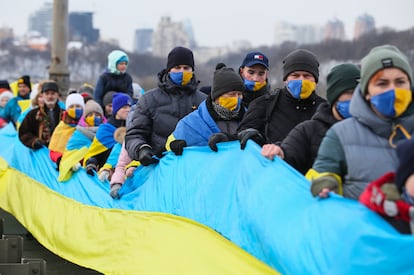 Un acto en Kiev por el Día de Ucrania, el domingo.