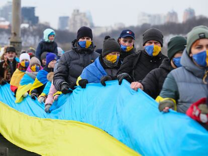 Un acto en Kiev por el Día de Ucrania, el domingo.