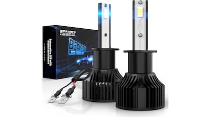 Vista de los faros delanteros para el coche con descuento en Amazon.