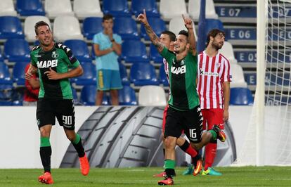 Politano celebra el tercer gol del Sassuolo.