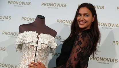 Irina Shayk este domingo en la sede de Pronovias