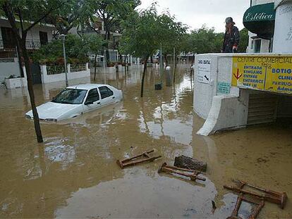 Inundaciones sufridas ayer en la localidad de Platja d'Aro.