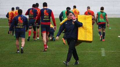 Entrenamiento de la selección española de rugby, el 14 de marzo de 2018.