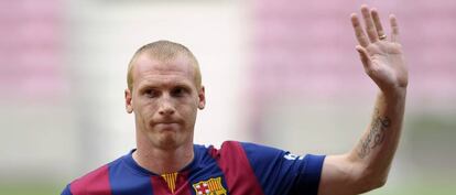 Mathieu, en su presentación de azulgrana en 2014.