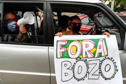 Protesto contra Bolsonaro em São Paulo.