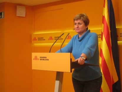 La portaveu d&#039;ERC, Anna Sim&oacute;, durant una roda de premsa. 