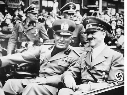 Mussolini y Hitler,  en Múnich en 1938.