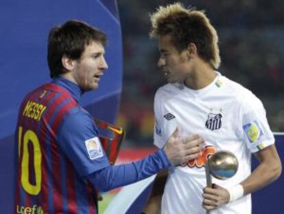 Messi y Neymar, en el Mundial de Clubes en 2011.